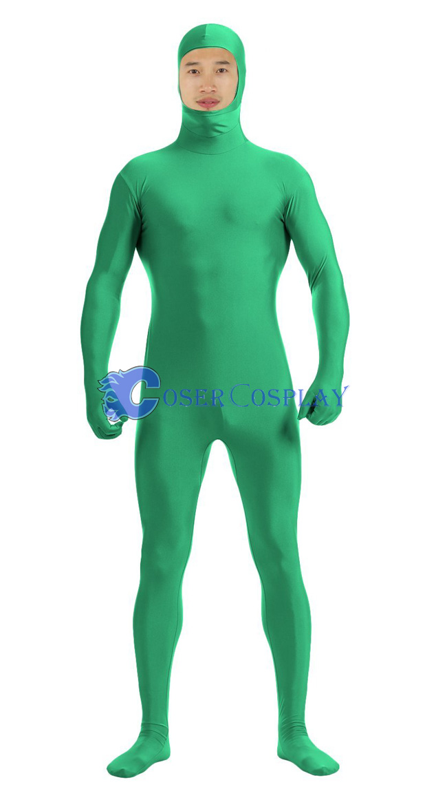 Open Face Lycra Spandex Zentai Green Man